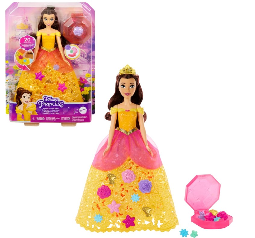 DISNEY PRINCIPESSE - PLAYSET BAMBOLA BELLE , Flowers Fashion